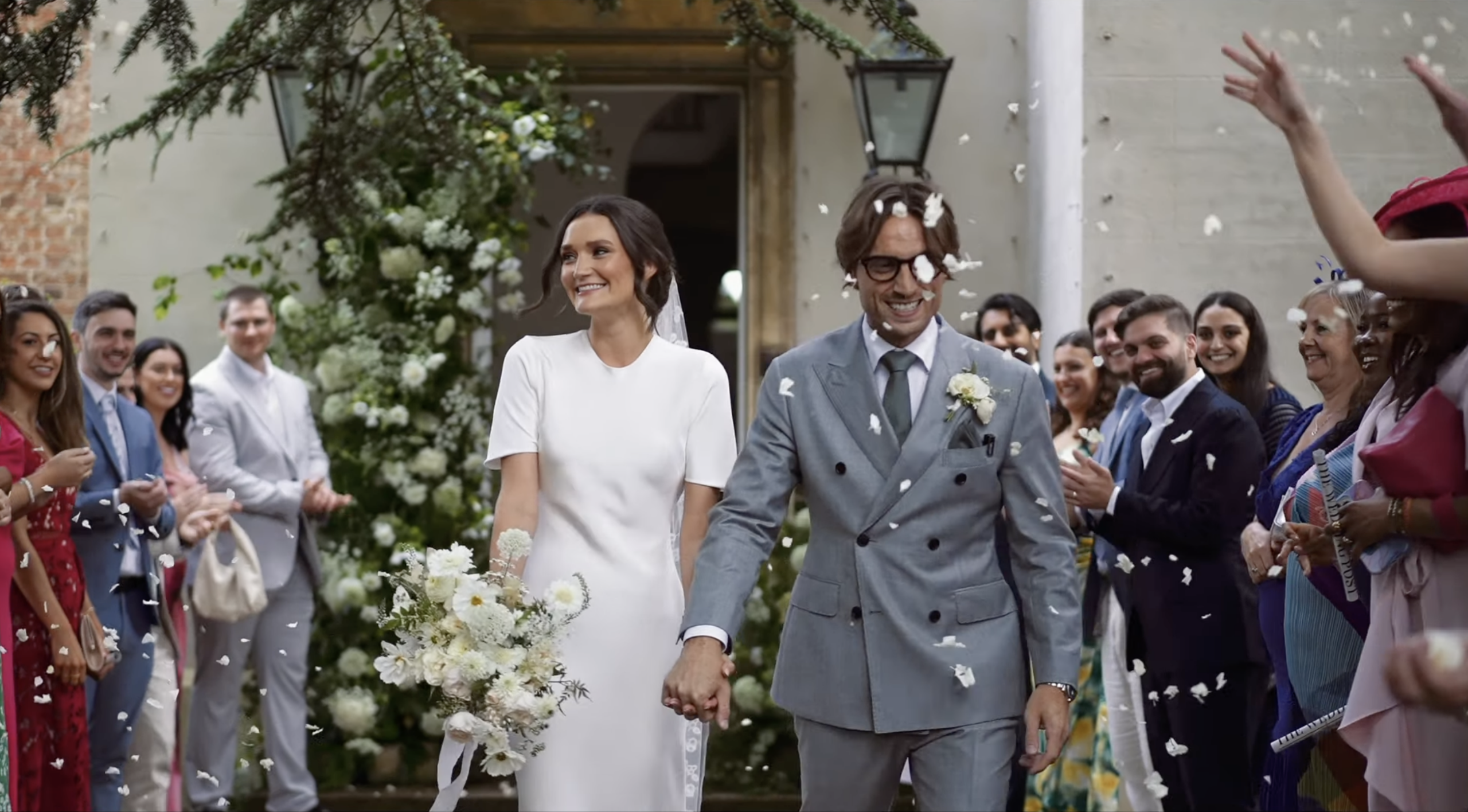 a confetti shot from an aswarby rectory wedding video