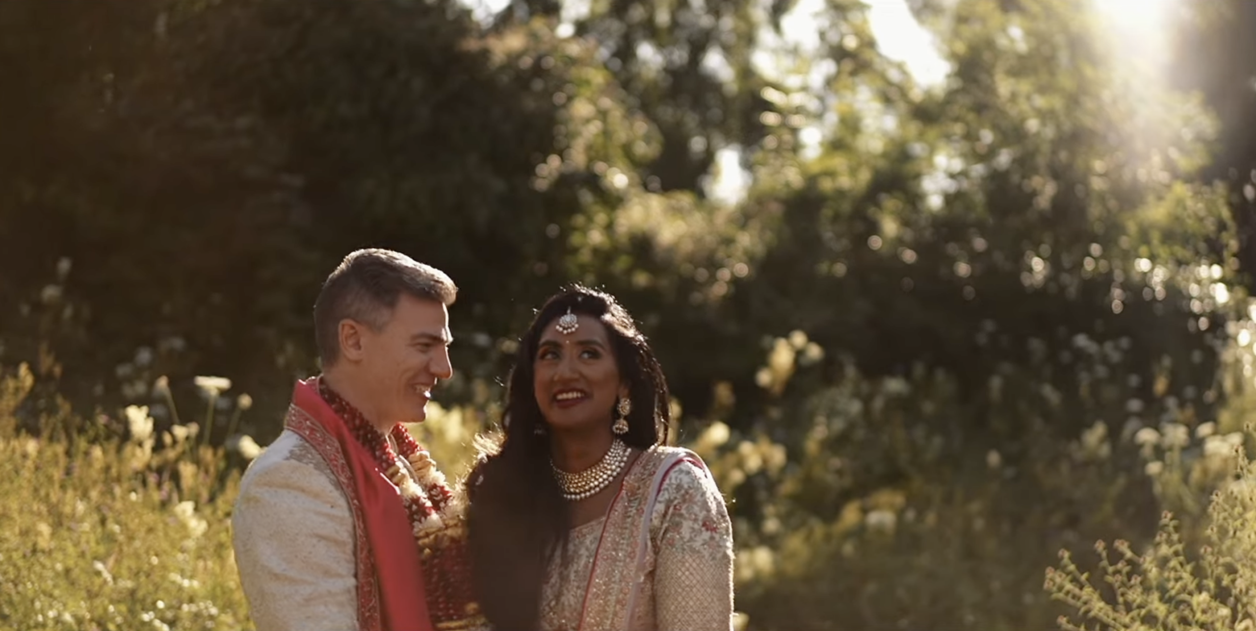 bride and groom at an indian fusion wedding in the palm house in liverpool